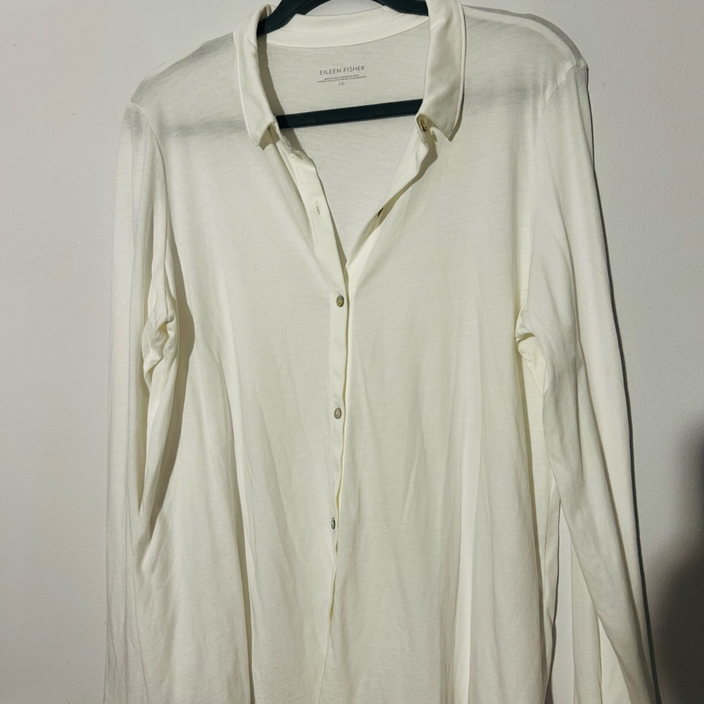 Eileen Fisher womens Cream Shirt